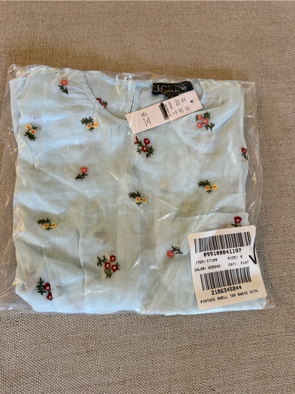 J CREW SIZE 6 Pintuck shell top in ramie with embroidered florals CT109 $148 - Picture 6 of 6